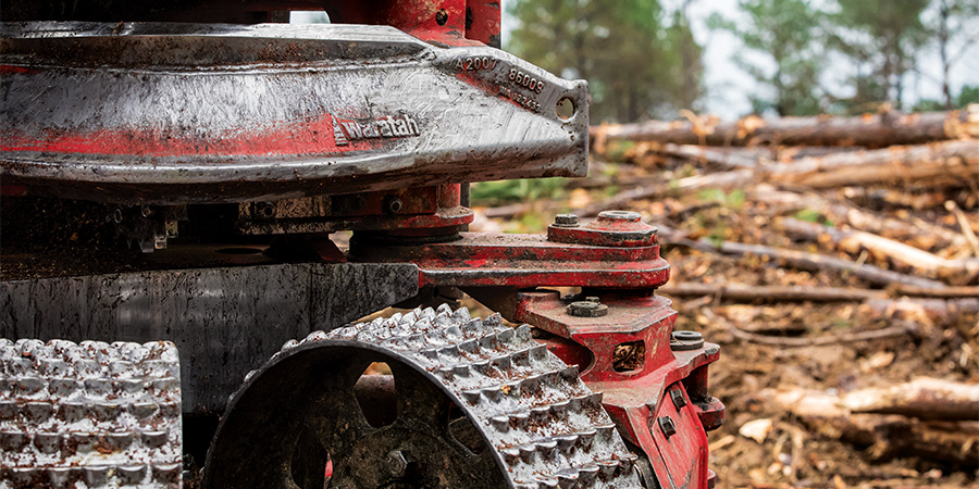 close-up of Waratah logo on machine